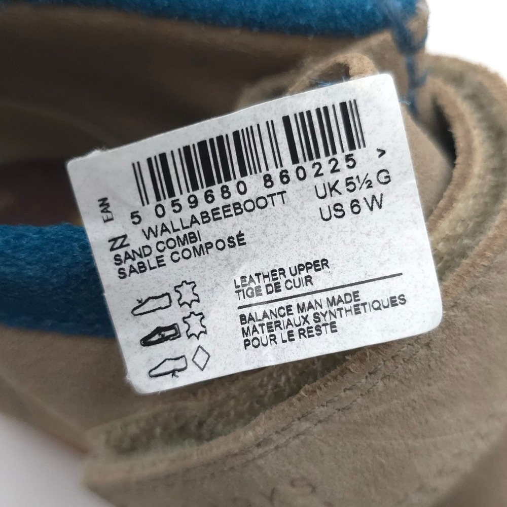 CLARKS New Wallabee Booties US 6W Big Kid Sand Combi LEATHER Toddler Shoes Suede - Picture 13 of 13